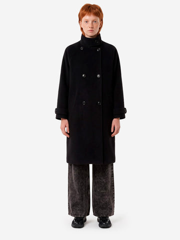 SESSUN Cappotto Lungo Doppiopetto 'Bleeckett' in misto lana nera Nero
