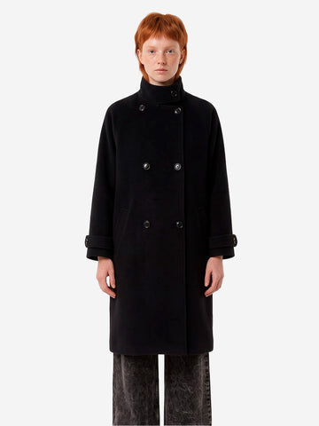SESSUN Cappotto Lungo Doppiopetto 'Bleeckett' in misto lana nera Nero