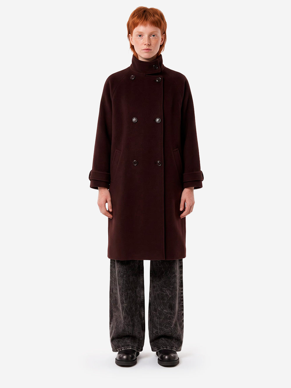 SESSUN Cappotto Lungo Doppiopetto 'Bleeckett' in misto lana marrone Marrone Urbanstaroma