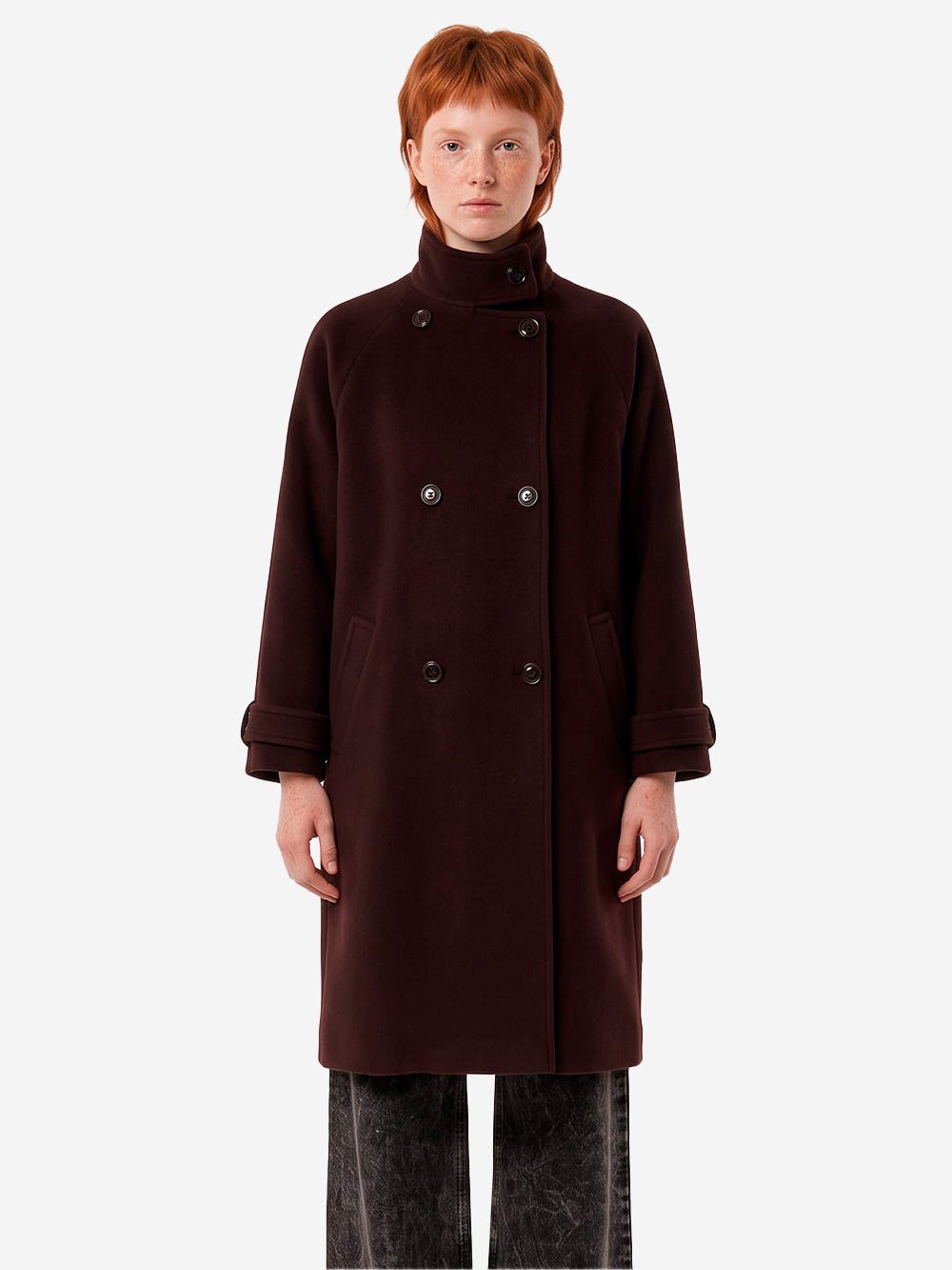 SESSUN Cappotto Lungo Doppiopetto 'Bleeckett' in misto lana marrone Marrone Urbanstaroma