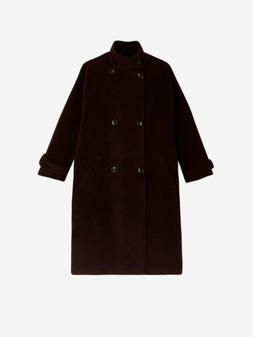SESSUN Cappotto Lungo Doppiopetto 'Bleeckett' in misto lana marrone Marrone