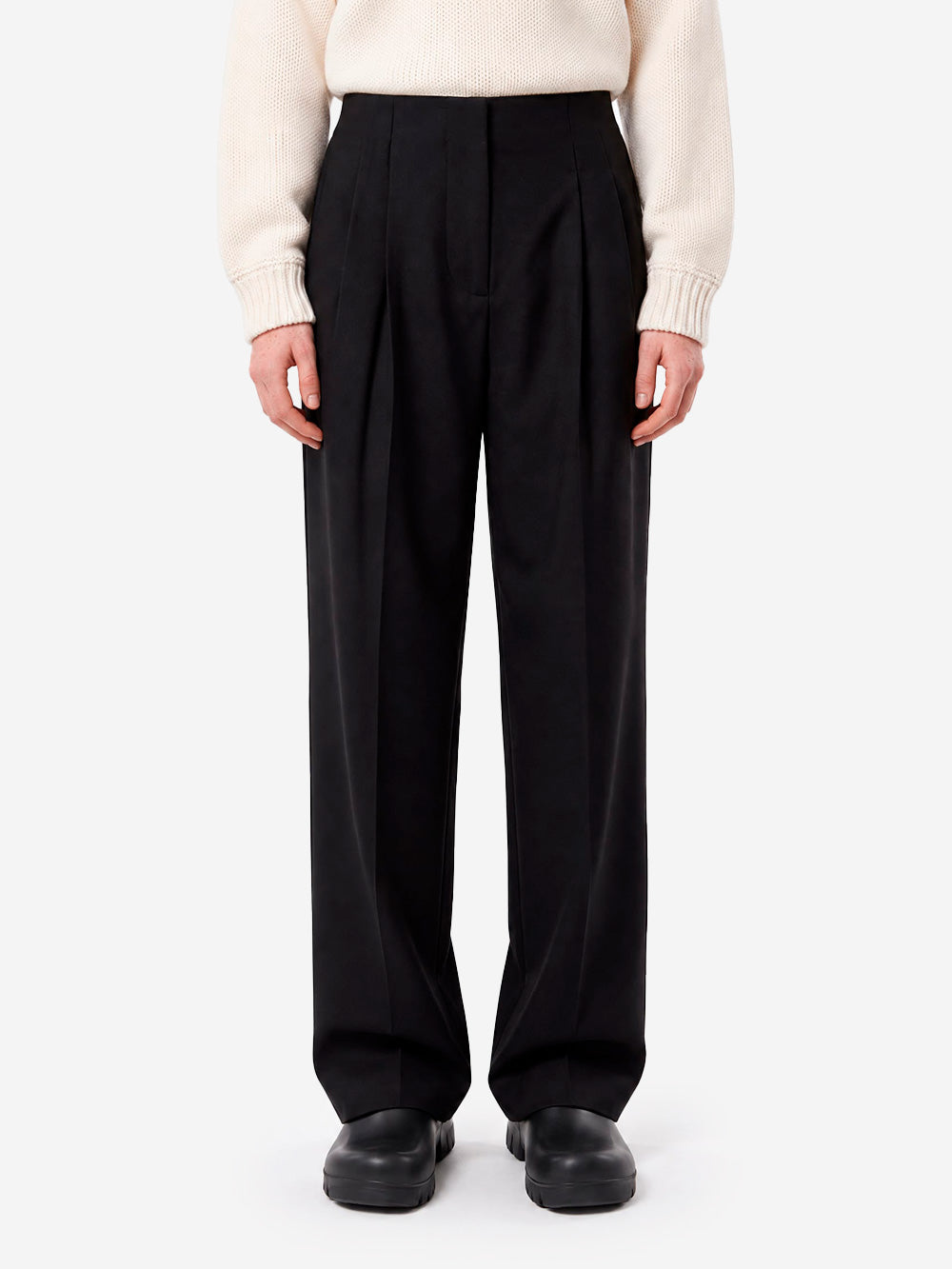 SESSUN Pantaloni Bodam in misto lana Nero Urbanstaroma