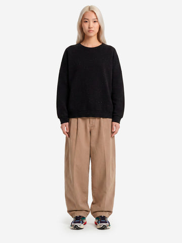SESSUN Felpa oversize in fleece melange nero con jacron Nero