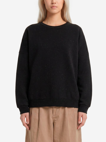 SESSUN Felpa oversize in fleece melange nero con jacron Nero