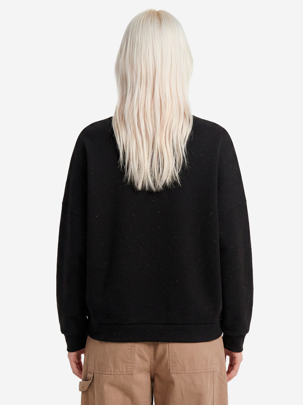 SESSUN Felpa oversize in fleece melange nero con jacron Nero Urbanstaroma