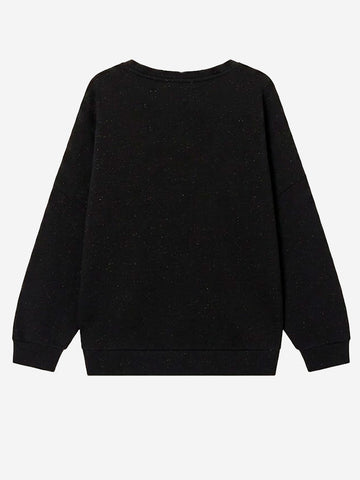 SESSUN Felpa oversize in fleece melange nero con jacron Nero