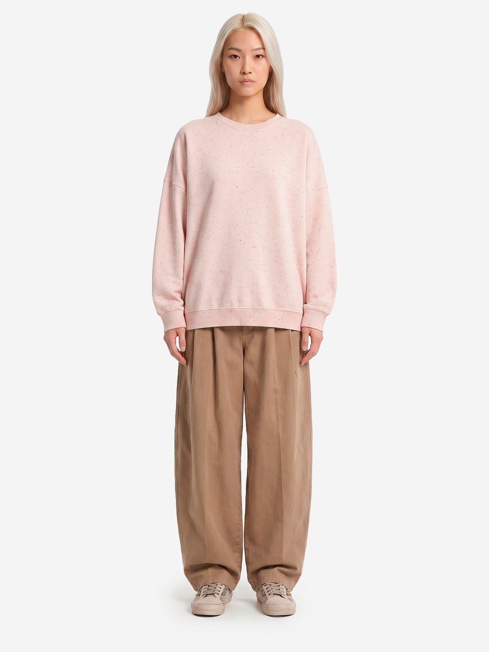 SESSUN Felpa oversize in fleece melange con jacron Panna Urbanstaroma