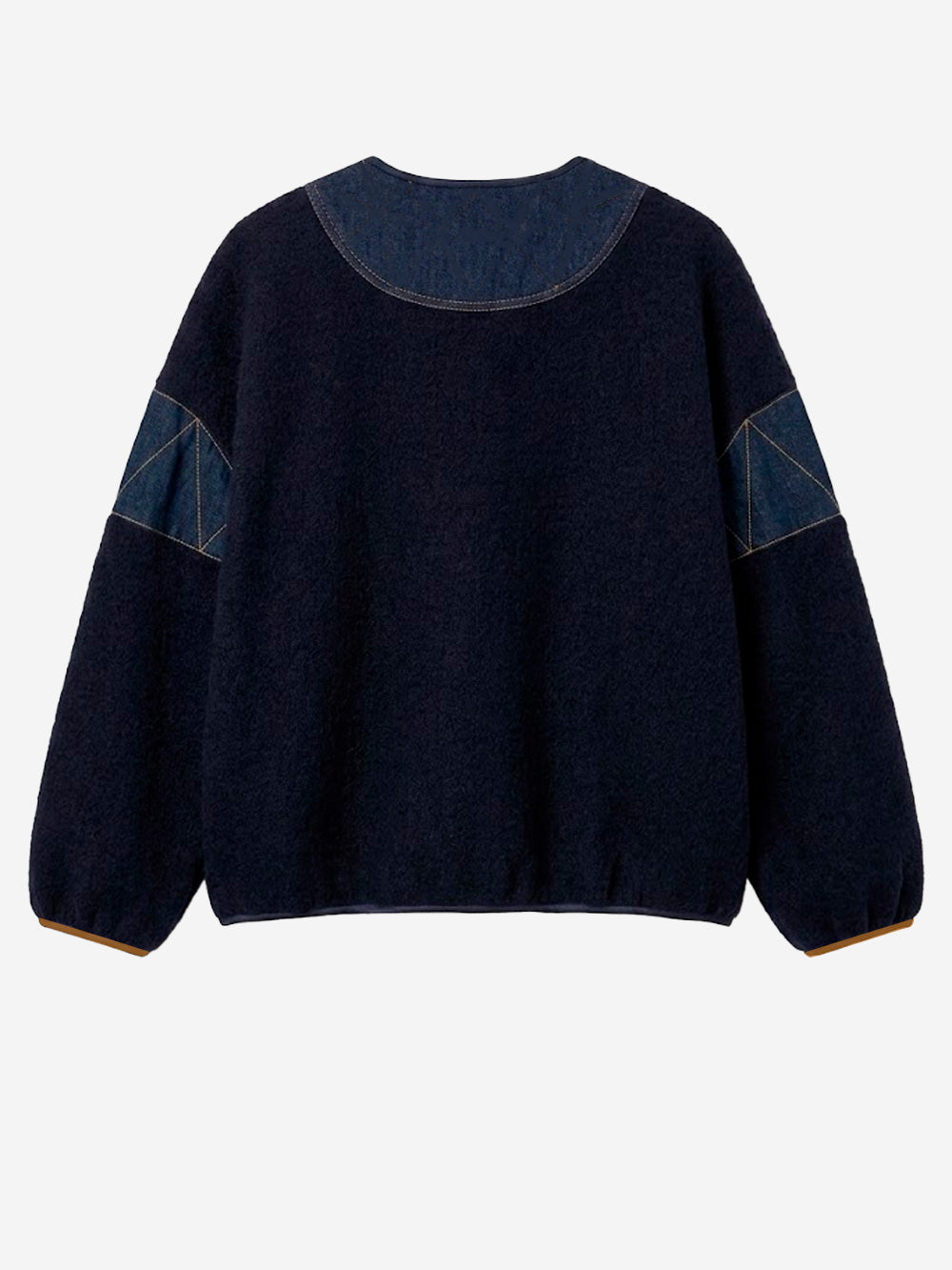 SESSUN Giacca in lana cotta blu con inserti in denim Blu Urbanstaroma