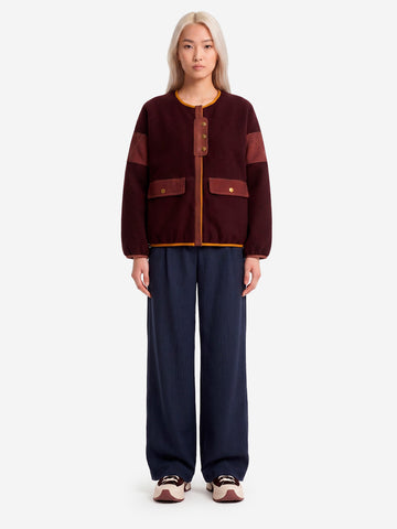 SESSUN Giacca in lana cotta con inserti in denim Marrone