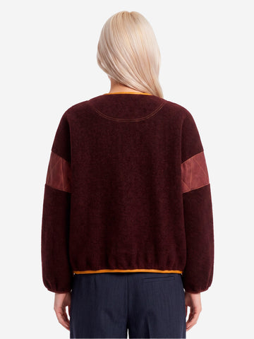 SESSUN Giacca in lana cotta con inserti in denim Marrone