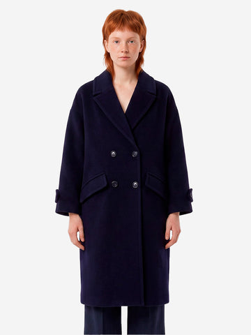 SESSUN Cappotto lungo doppiopetto 'Mia' in misto lana blu Blu