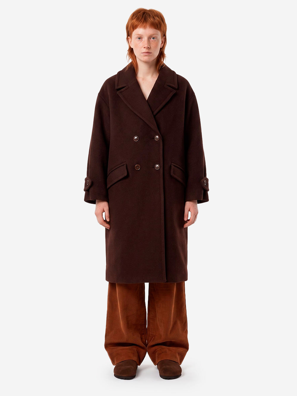 SESSUN Cappotto lungo doppiopetto 'Mia' in misto lana marrone Marrone Urbanstaroma