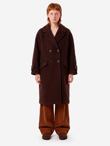 SESSUN Cappotto lungo doppiopetto 'Mia' in misto lana marrone Marrone