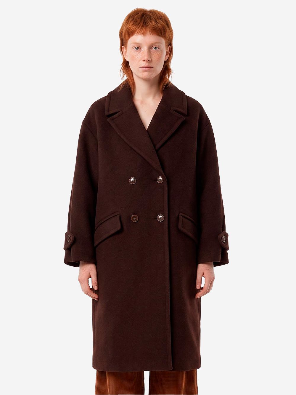 SESSUN Cappotto lungo doppiopetto 'Mia' in misto lana marrone Marrone Urbanstaroma