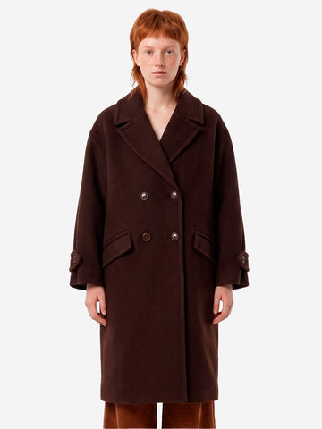 SESSUN Cappotto lungo doppiopetto 'Mia' in misto lana marrone Marrone