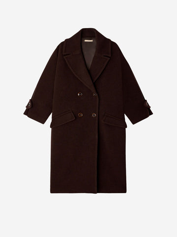 SESSUN Cappotto lungo doppiopetto 'Mia' in misto lana marrone Marrone