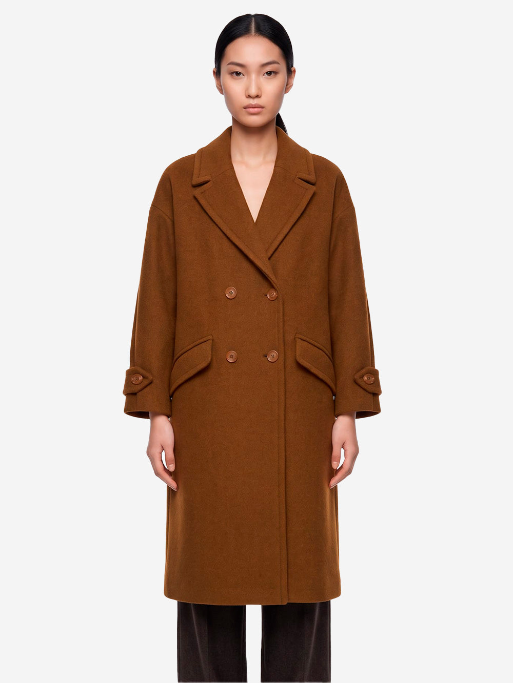 SESSUN Cappotto lungo doppiopetto 'Mia' in misto lana marrone Marrone Urbanstaroma