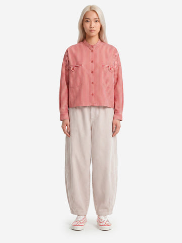 SESSUN Camicia a righe corta con tasche a filetto Rosso