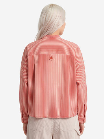 SESSUN Camicia a righe corta con tasche a filetto Rosso