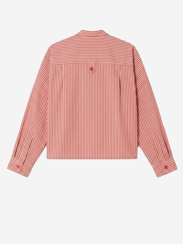SESSUN Camicia a righe corta con tasche a filetto Rosso