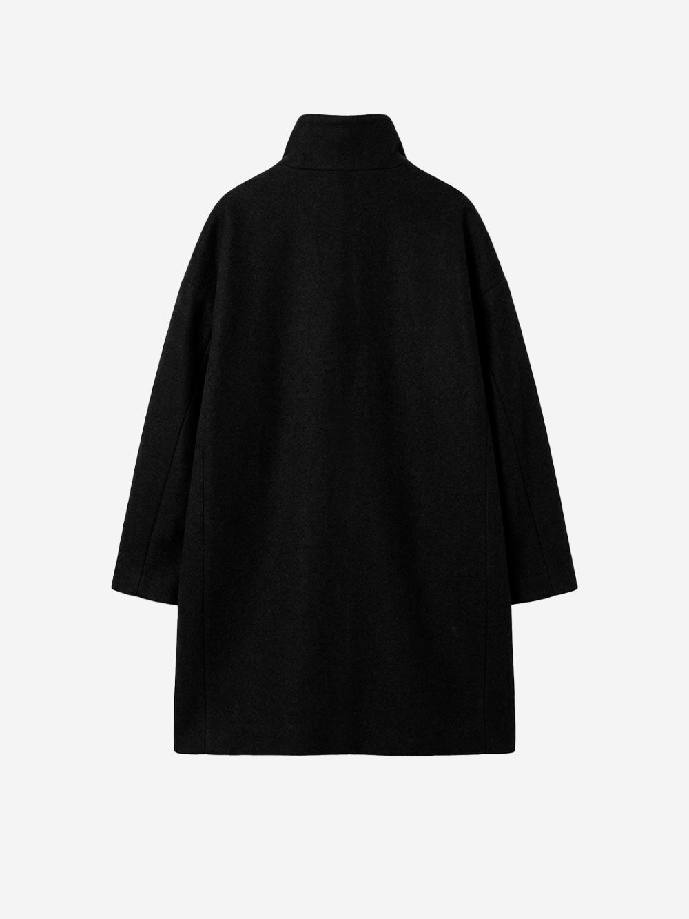 SESSUN Cappotto midi nero in misto lana con collo alto Nero Urbanstaroma