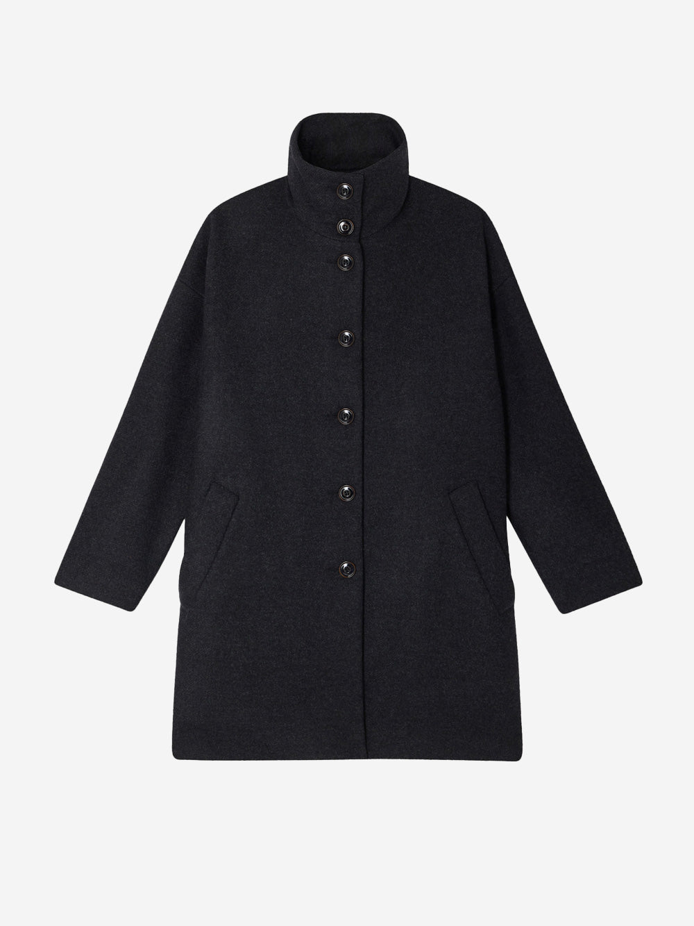 SESSUN Cappotto midi in misto lana con collo alto antracite grigio Urbanstaroma