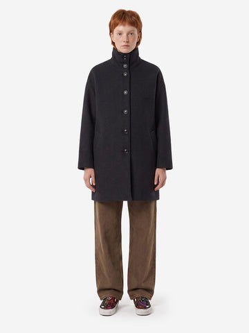 SESSUN Cappotto midi in misto lana con collo alto antracite grigio