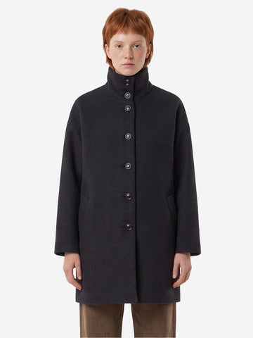 SESSUN Cappotto midi in misto lana con collo alto antracite grigio