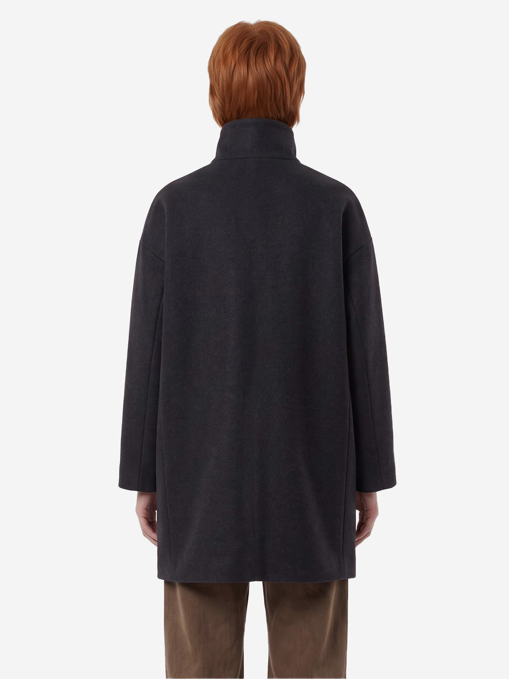 SESSUN Cappotto midi in misto lana con collo alto antracite grigio Urbanstaroma