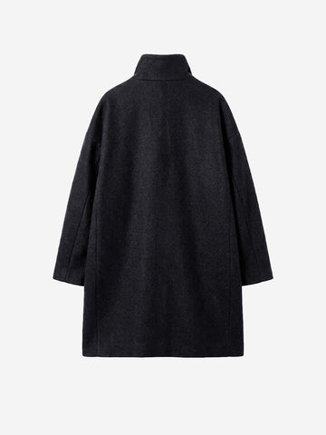SESSUN Cappotto midi in misto lana con collo alto antracite grigio