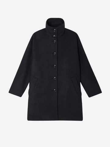 SESSUN Cappotto midi in misto lana con collo alto antracite grigio