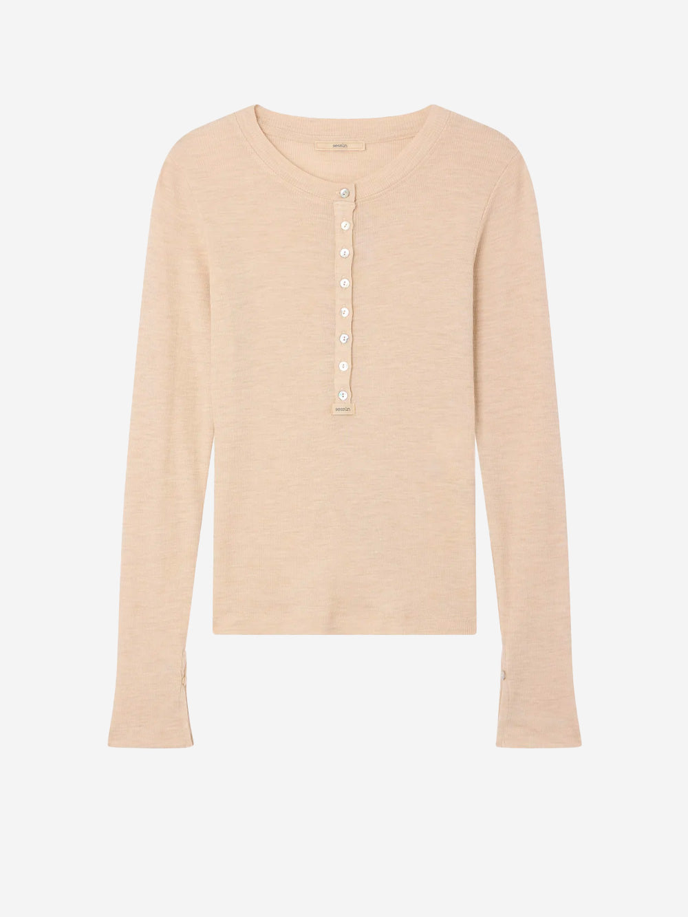 SESSUN Maglia Henley a Coste in Misto Lana Panna Urbanstaroma