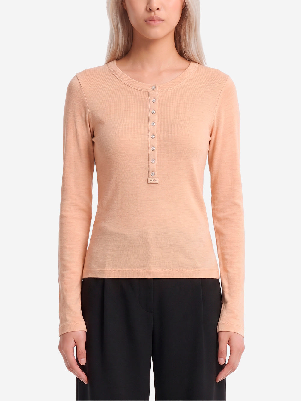 SESSUN Maglia Henley a Coste in Misto Lana Panna Urbanstaroma