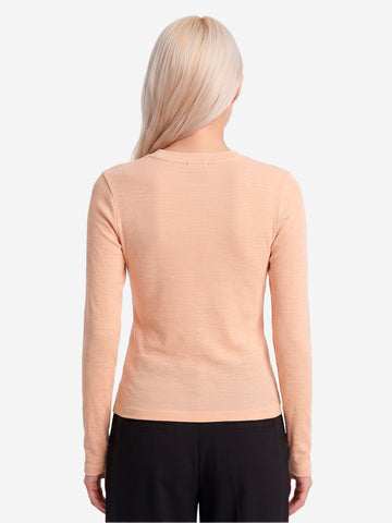 SESSUN Maglia Henley a Coste in Misto Lana Panna