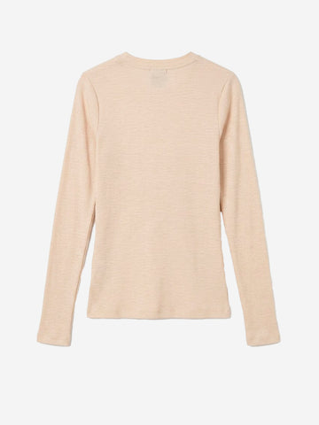 SESSUN Maglia Henley a Coste in Misto Lana Panna