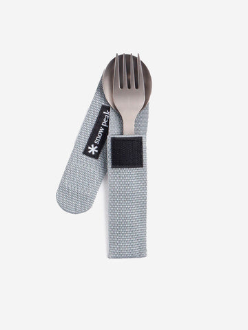SNOW PEAK Set con cucchiaio e forchetta in alluminio grigio