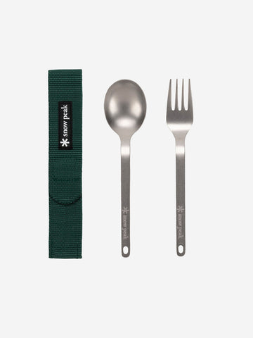 SNOW PEAK Set con cucchiaio e forchetta in alluminio grigio