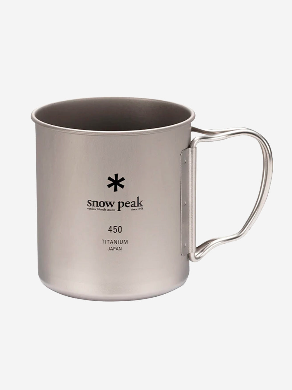 SNOW PEAK Tazza in titanio ultraleggera 'single wall' con manici pieghevoli (450 ml) grigio Urbanstaroma