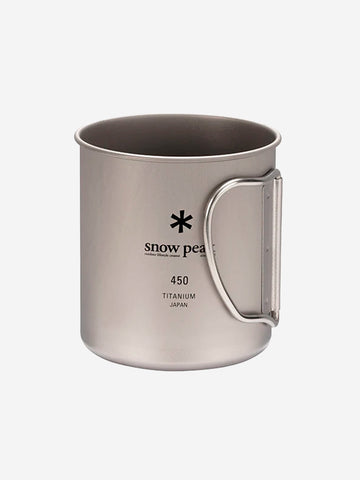 SNOW PEAK Tazza in titanio ultraleggera 'single wall' con manici pieghevoli (450 ml) grigio