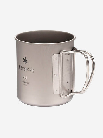 SNOW PEAK Tazza in titanio ultraleggera 'single wall' con manici pieghevoli (450 ml) grigio