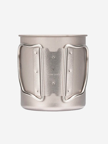 SNOW PEAK Tazza in titanio ultraleggera 'single wall' con manici pieghevoli (450 ml) grigio