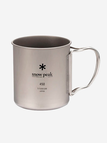 SNOW PEAK Tazza in titanio ultraleggera 'single wall' con manici pieghevoli (450 ml) grigio