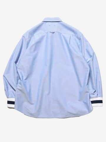 SOPHNET. Camicia Oxford con polsini a costine azzurra blu