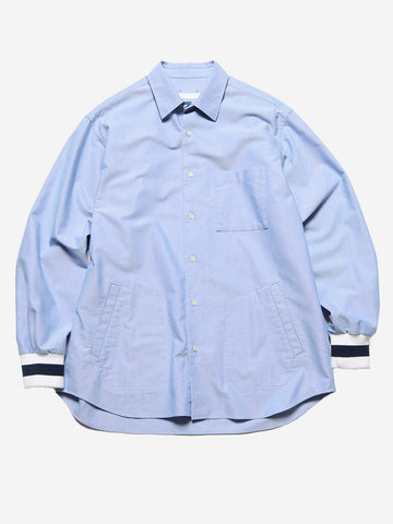 SOPHNET. Camicia Oxford con polsini a costine azzurra blu