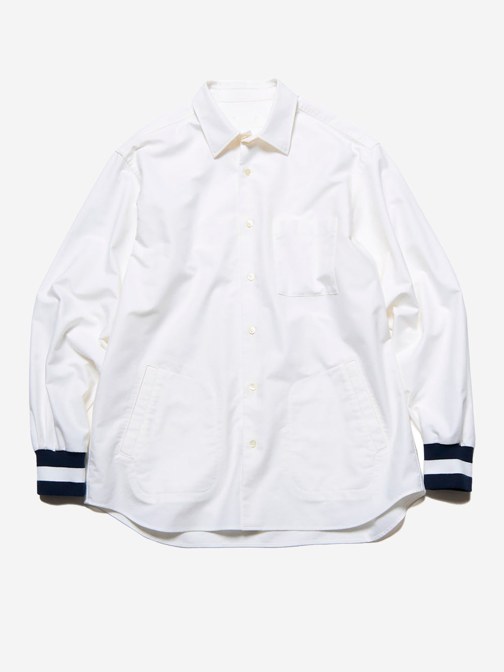 SOPHNET. Camicia Oxford con polsini a costine bianca Bianco Urbanstaroma