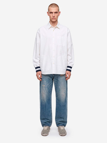 SOPHNET. Camicia Oxford con polsini a costine bianca Bianco