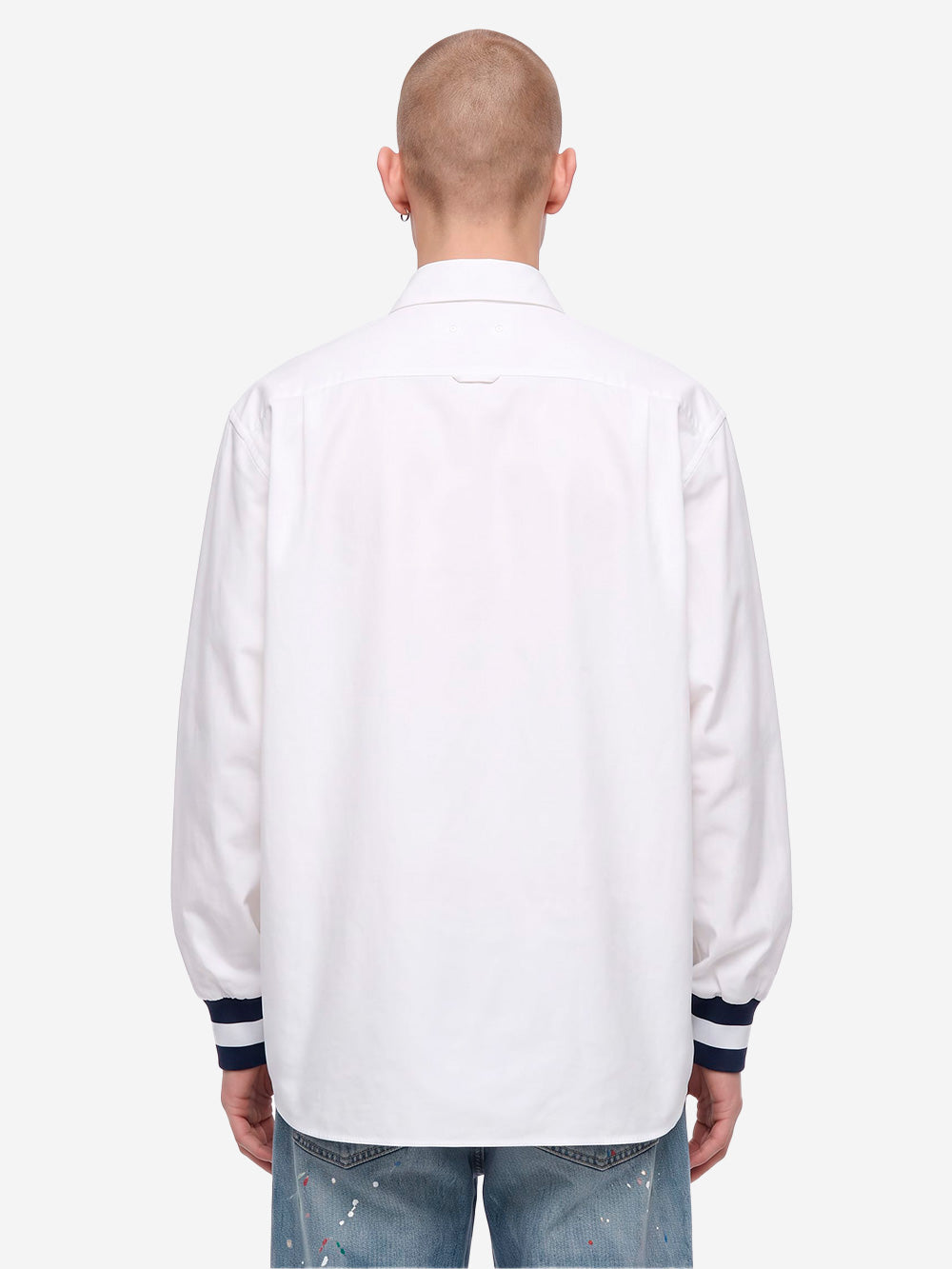SOPHNET. Camicia Oxford con polsini a costine bianca Bianco Urbanstaroma