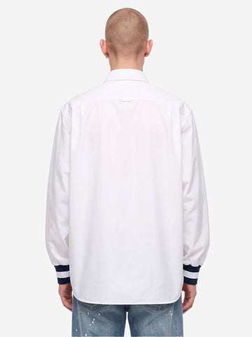 SOPHNET. Camicia Oxford con polsini a costine bianca Bianco