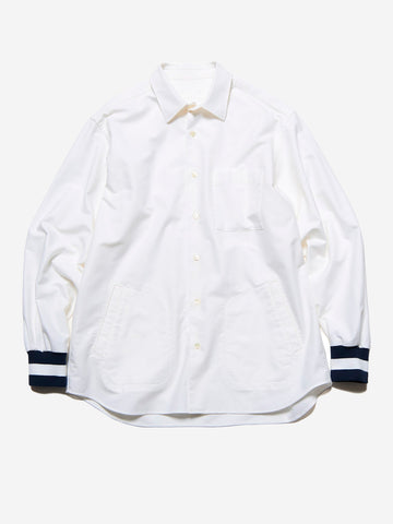 SOPHNET. Camicia Oxford con polsini a costine bianca Bianco