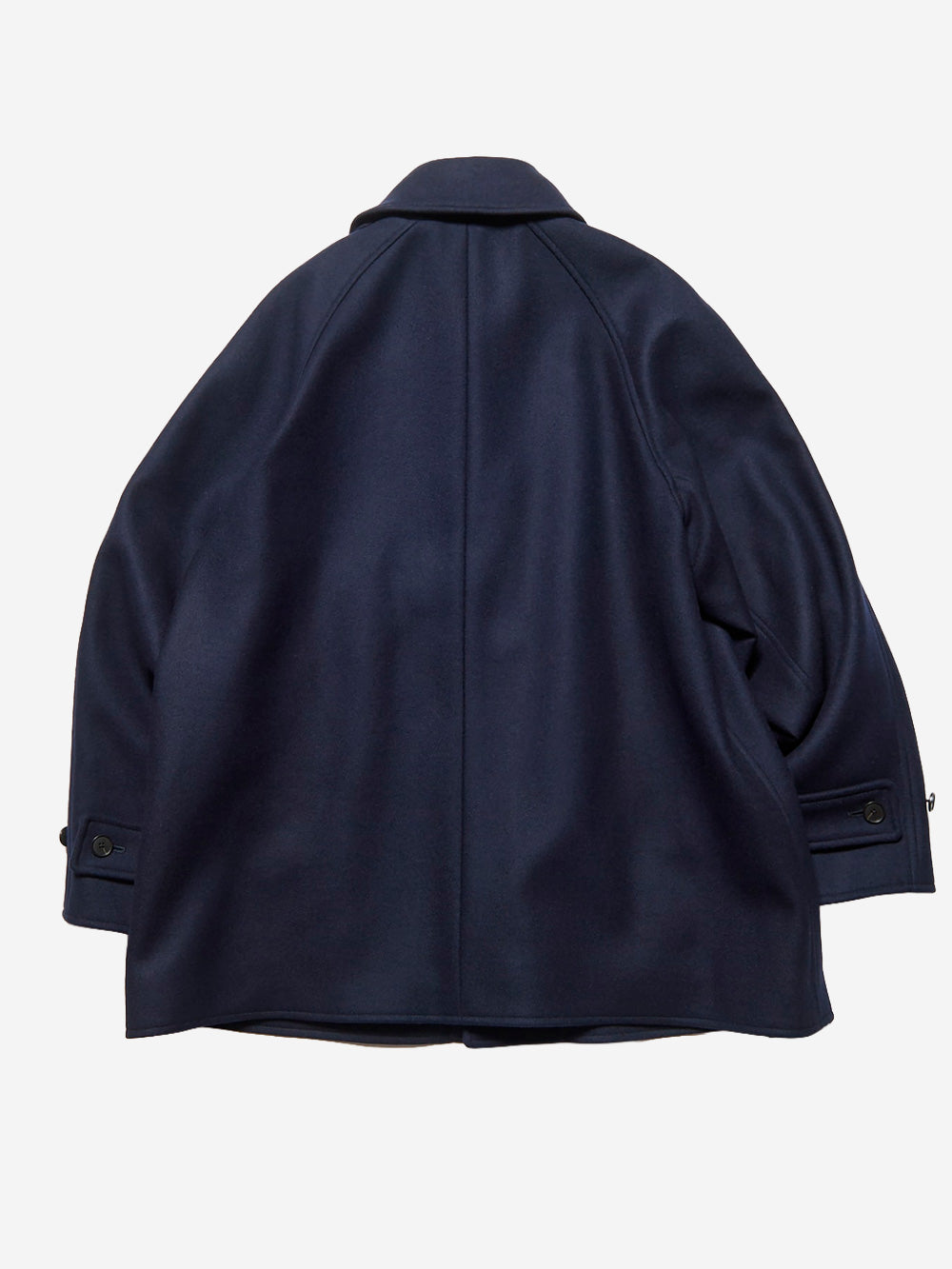 SOPHNET. Cappotto corto in melton di lana blu Navy bianca Urbanstaroma